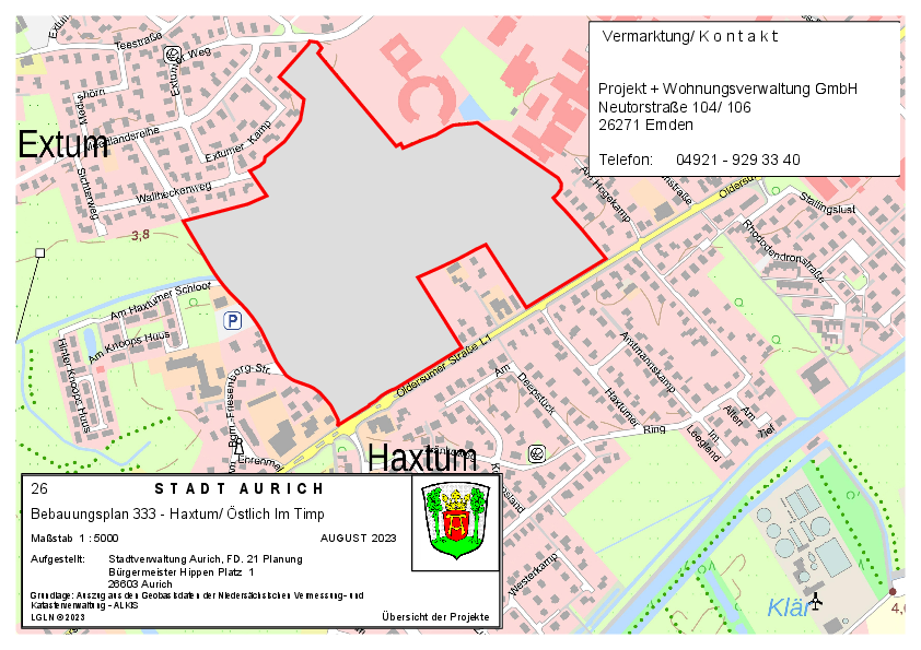 Übersichtsplan Bebauungsplan Nr. 333 Östlich Im Timp