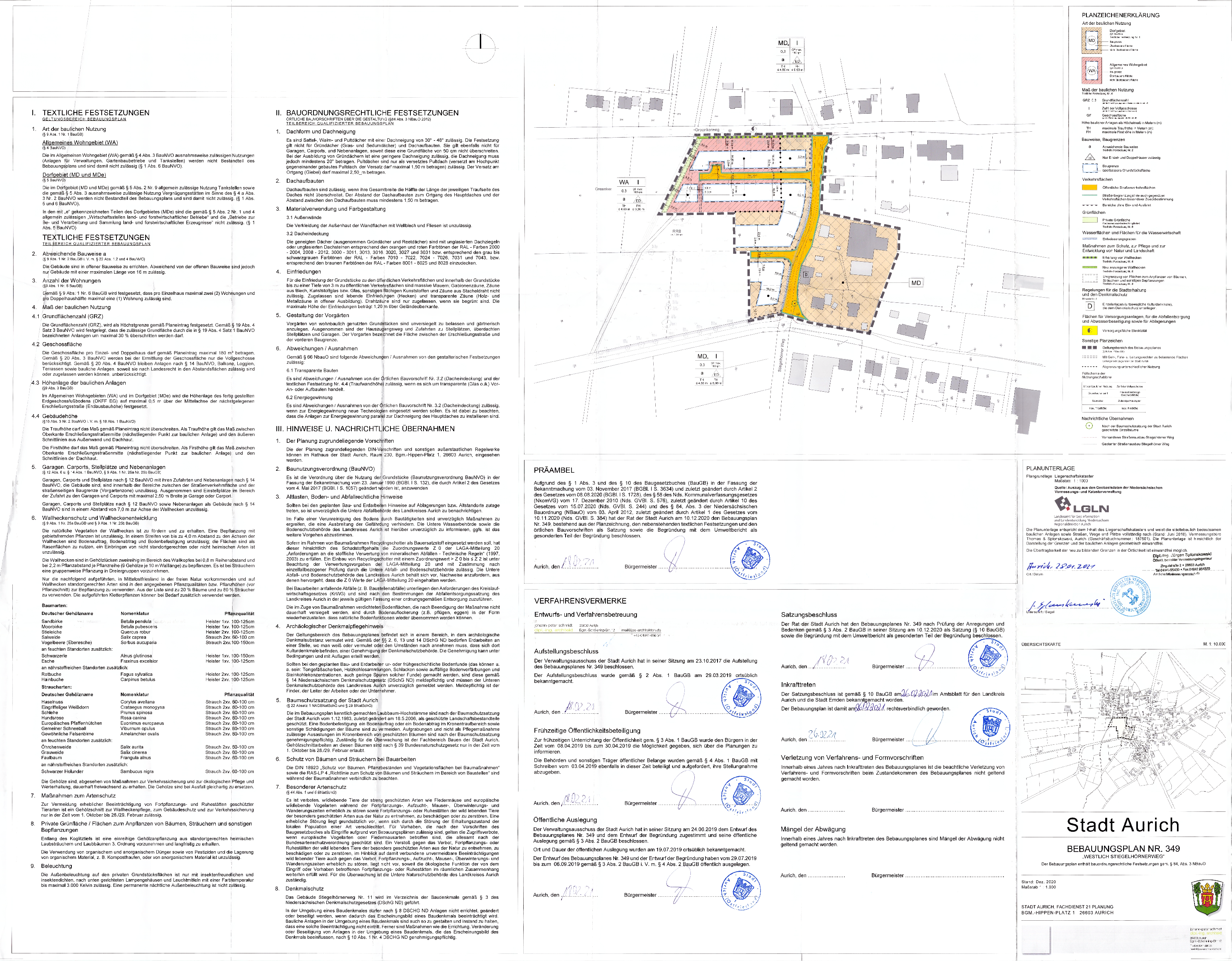 Rechtsverbindlicher Bebauungsplan Nr. 349 Westlich Stiegelhörnerweg 