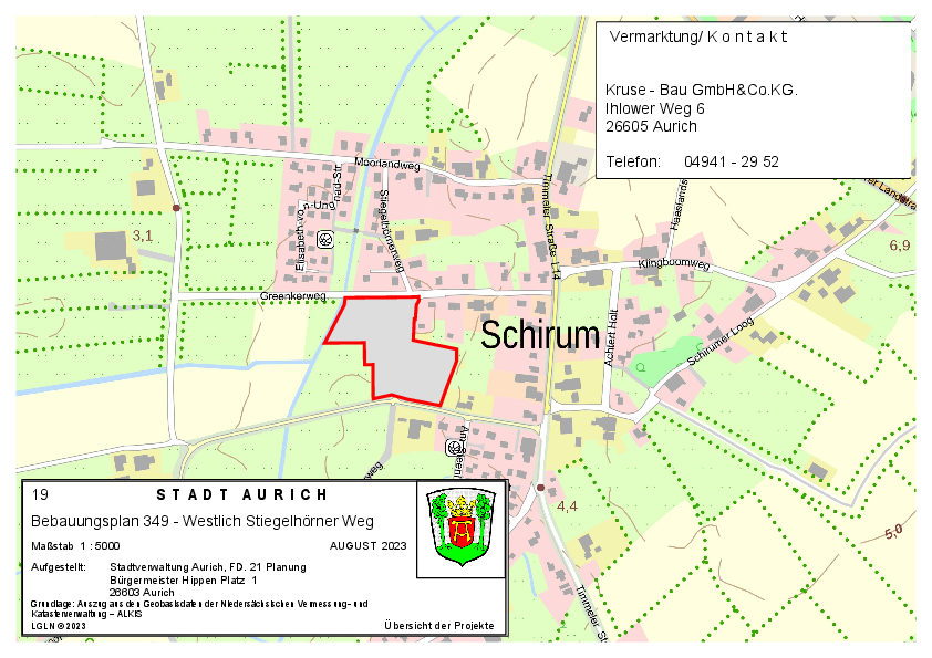 Übersichtsplan Bebauungsplan Nr. 349 Westlich Stiegelhörner Weg 