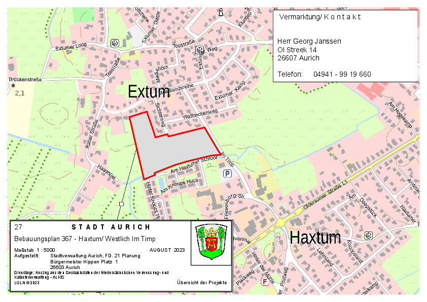 Übersichtsplan Bebauungsplan Nr. 367 Im Timp