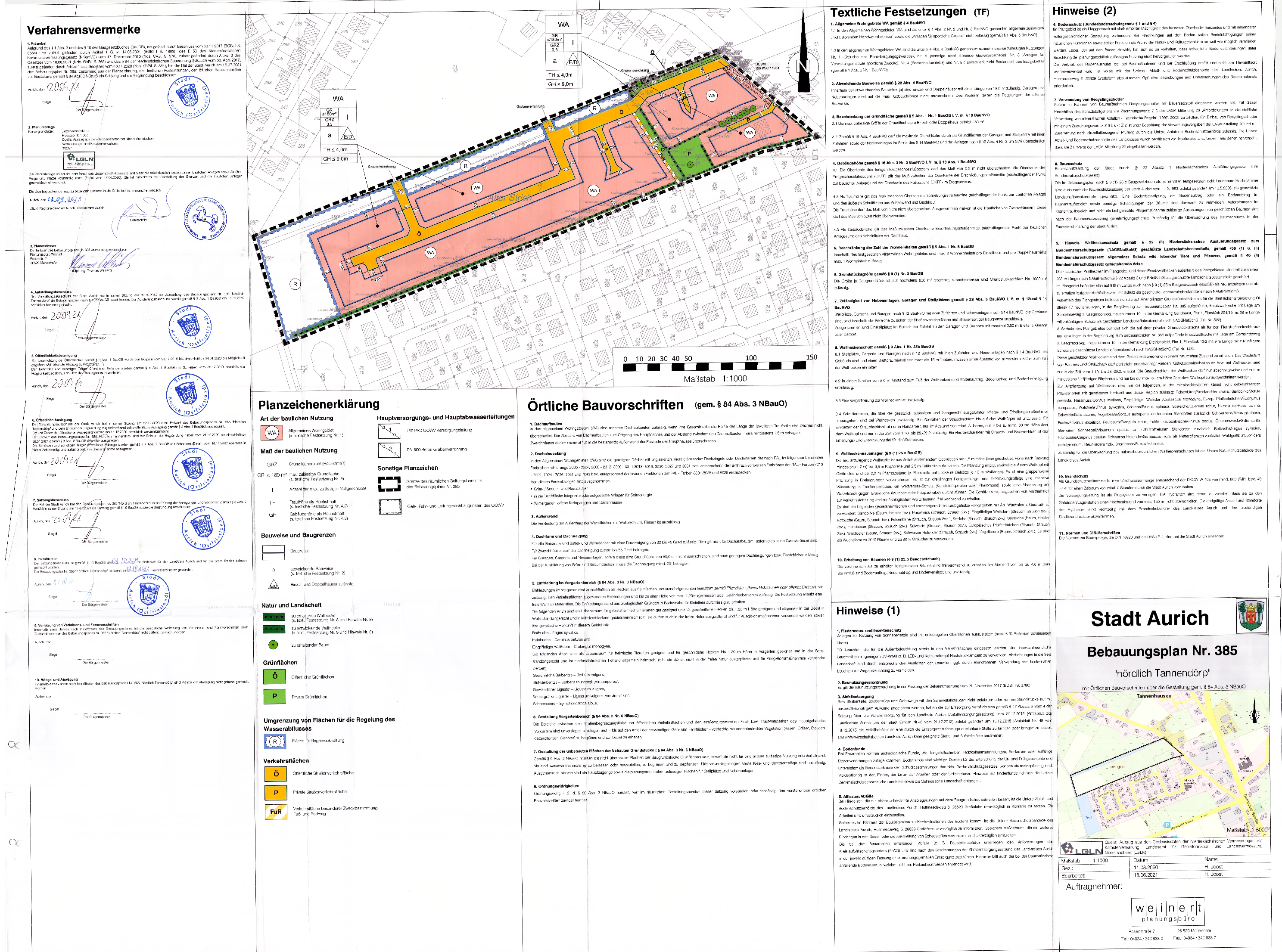 Rechtsverbindlicher Bebauungsplan Nr. 385 Nördlich Tannendörp